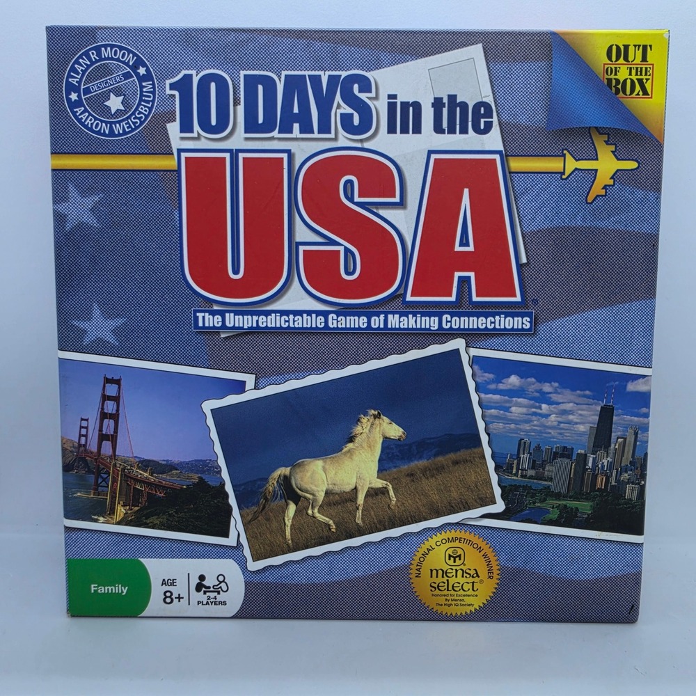 10 Days in the USA Board Game Out of the Box Mensa Select Geography Family Game